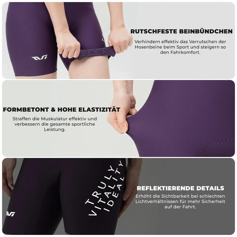 TVI Damen Bib-Shorts Fahrradhose Zonen-Polsterung (5-6h)