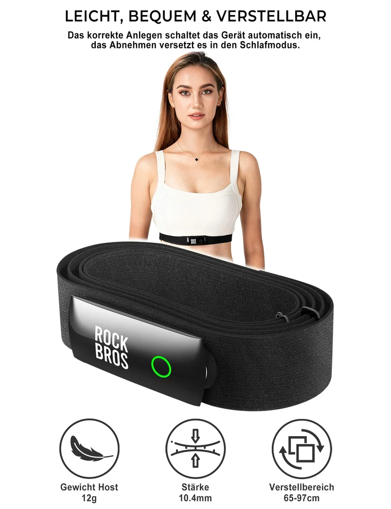 Herzfrequenzmesser Brustgurt Bluetooth & ANT+, IP67 Wasserdicht