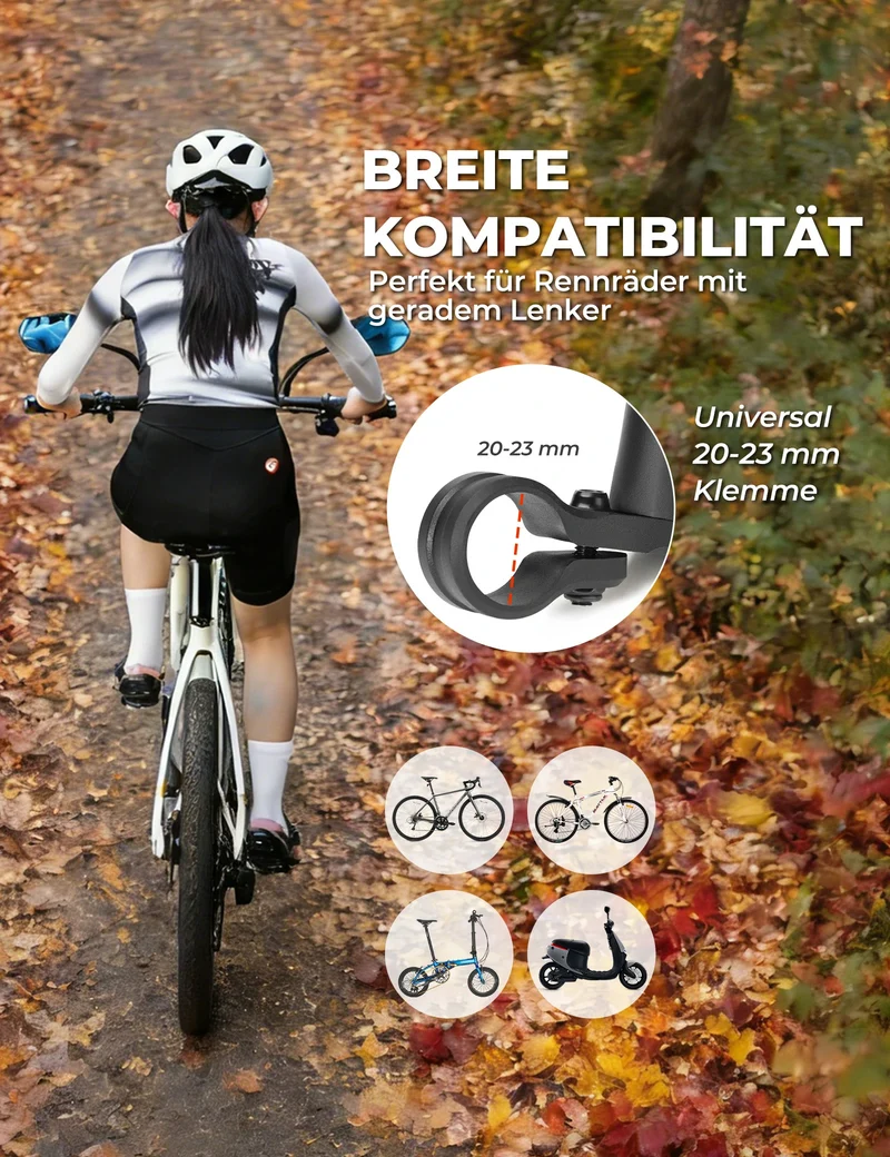 Fahrradspiegel, 360° Verstellbar Blendfrei, Konvexer Rückspiegel mit HD-Glas Bruchfest