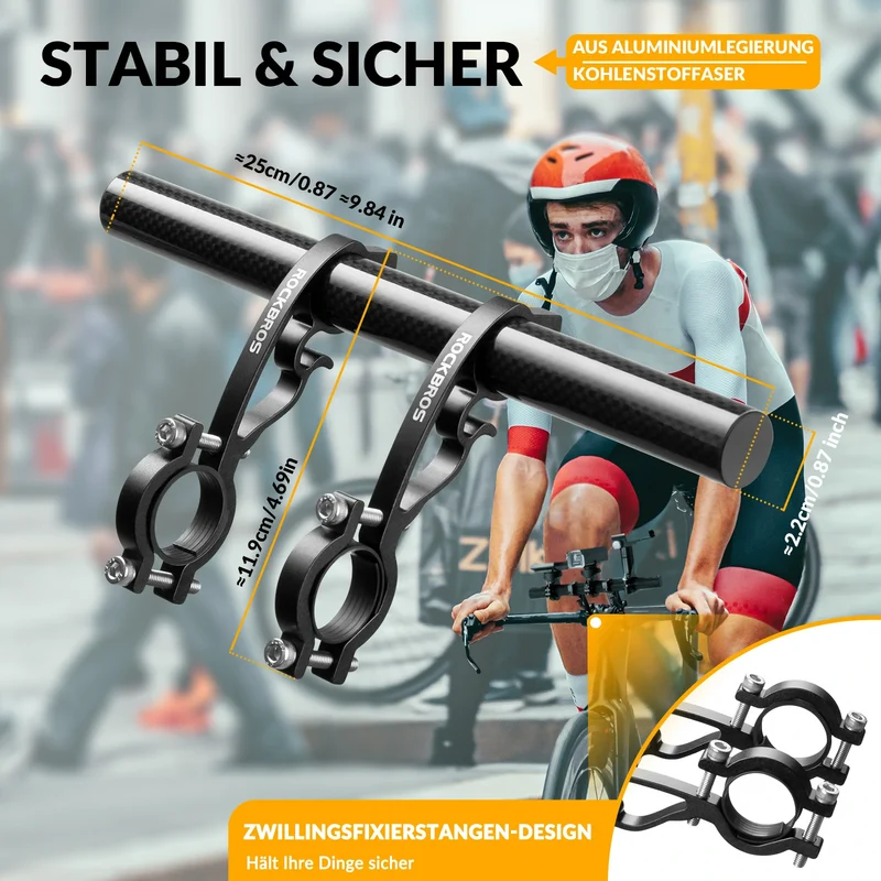 Fahrrad Lenker Erweiterung 25cm, Extender Halterung Lenkerverlängerung für 20-32mm Lenkerdurchmesser
