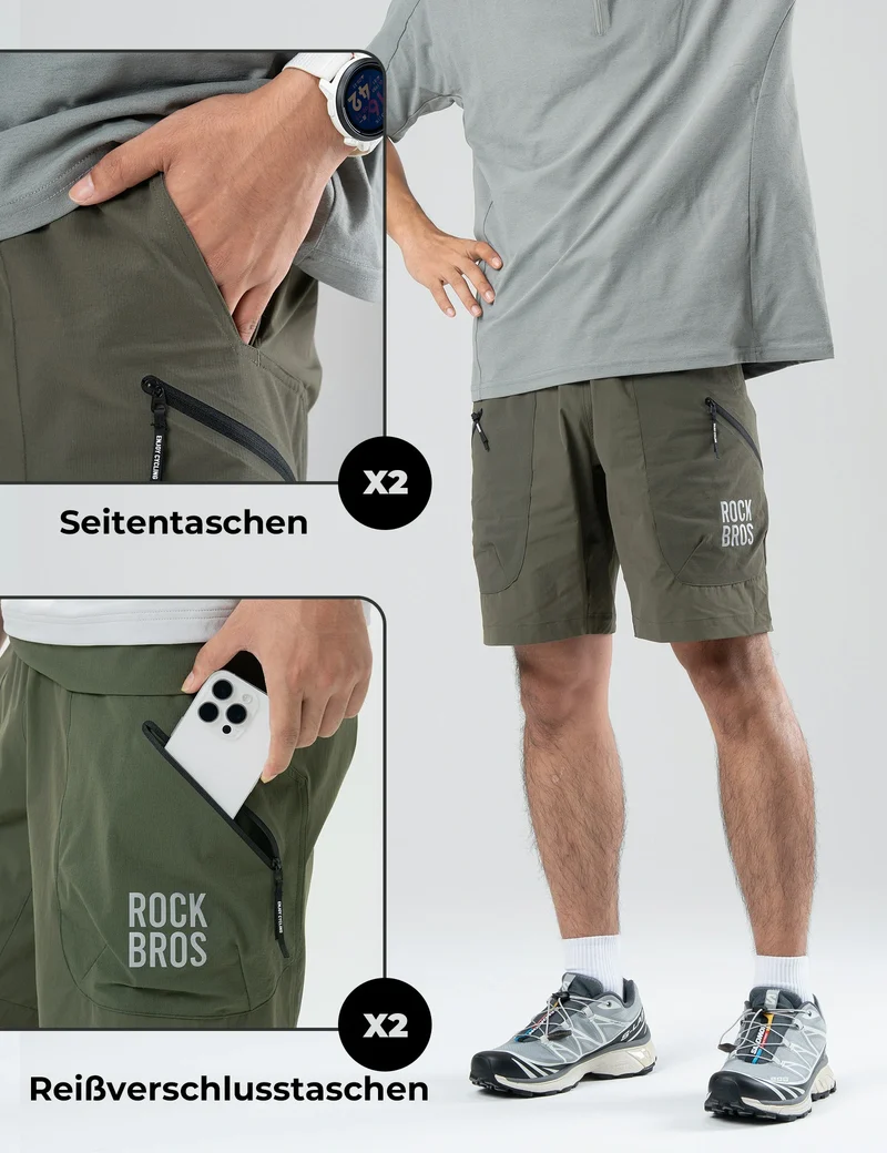 Herren Sport Shorts Fahrradhose - Magnetischer Taillengurt, 4-Taschen-Design