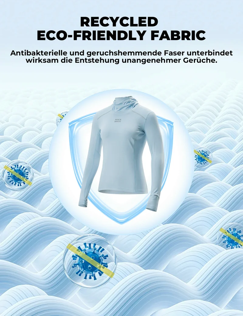 Damen Langarm Radtrikot – Antibakteriell, UV-Schutz, Reflektierend mit Zopfauslass & Smartwatch-Fenster