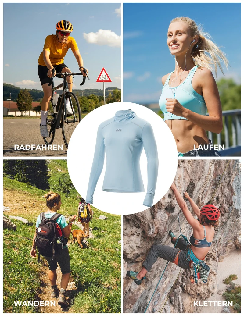 Damen Langarm Radtrikot – Antibakteriell, UV-Schutz, Reflektierend mit Zopfauslass & Smartwatch-Fenster