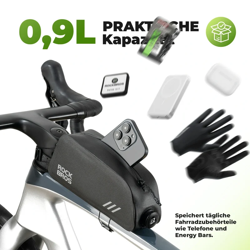 0,9L Fahrrad Oberrohrtasche Wasserdicht Drehverschluss