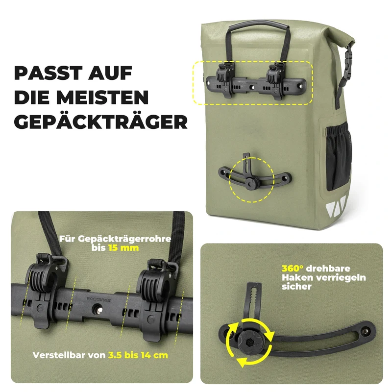 Road to Sky Gepäckträgertasche Wasserdicht Fahrradtasche für Gepäckträger