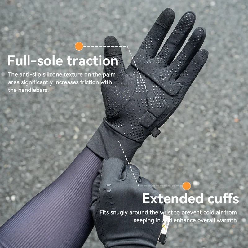 ROCKBROS Winter Set: Sturmhaube Merinowolle & ThermoGrip Fahrradhandschuhe Lang