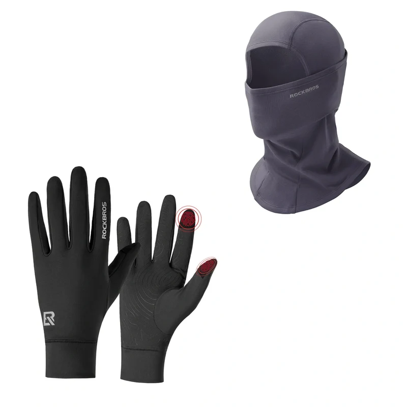 ROCKBROS Winter Set: Sturmhaube & Fahrradhandschuhe Touchscreen