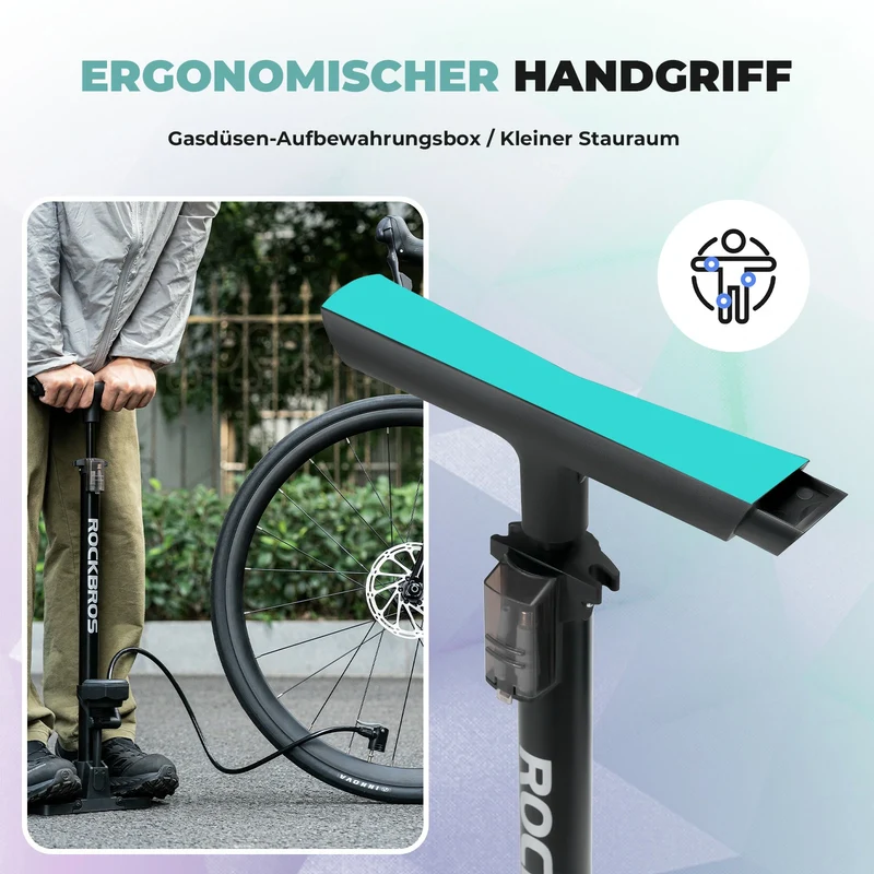 Fahrrad Standpumpe 150PSI Standluftpumpe mit Manometer
