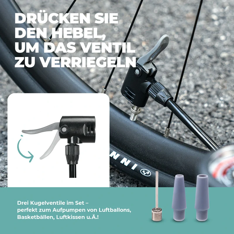 Fahrrad Standpumpe 150PSI Standluftpumpe mit Manometer