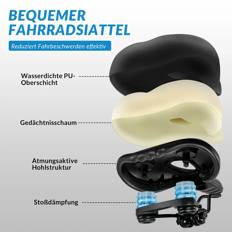 Fahrradsattel Fahrradsitz 5cm Memory Foam Atmungsaktiv Wasserdicht 3 Type