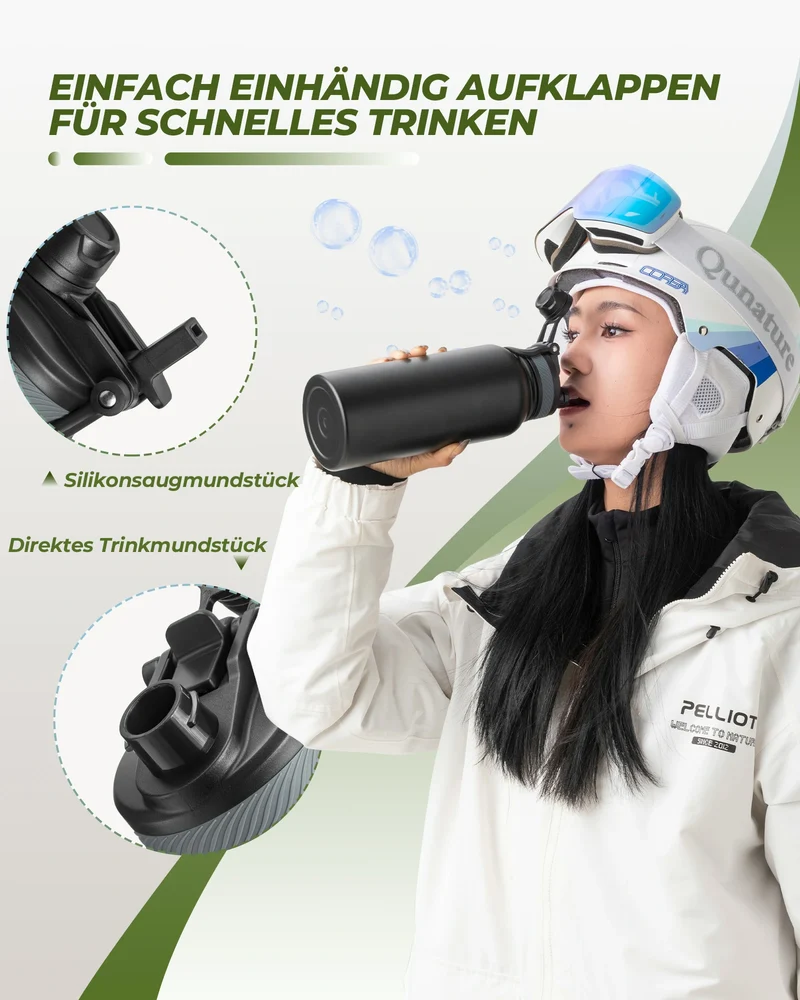 Trinkflasche Edelstahl 550ml/650ml/1000ml/1200ml Isolierkanne BPA-Frei Fahrradflasche