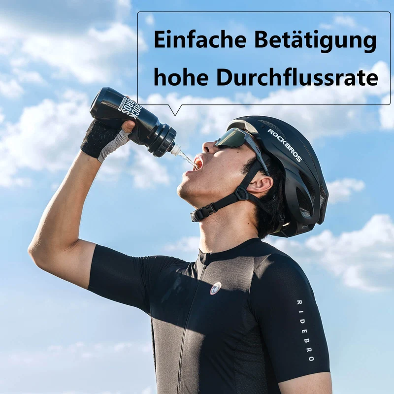 ROCKBROS Fahrrad Wasserflasche 600ml Trinkflasche BPA-Frei Auslaufsichere Flasche
