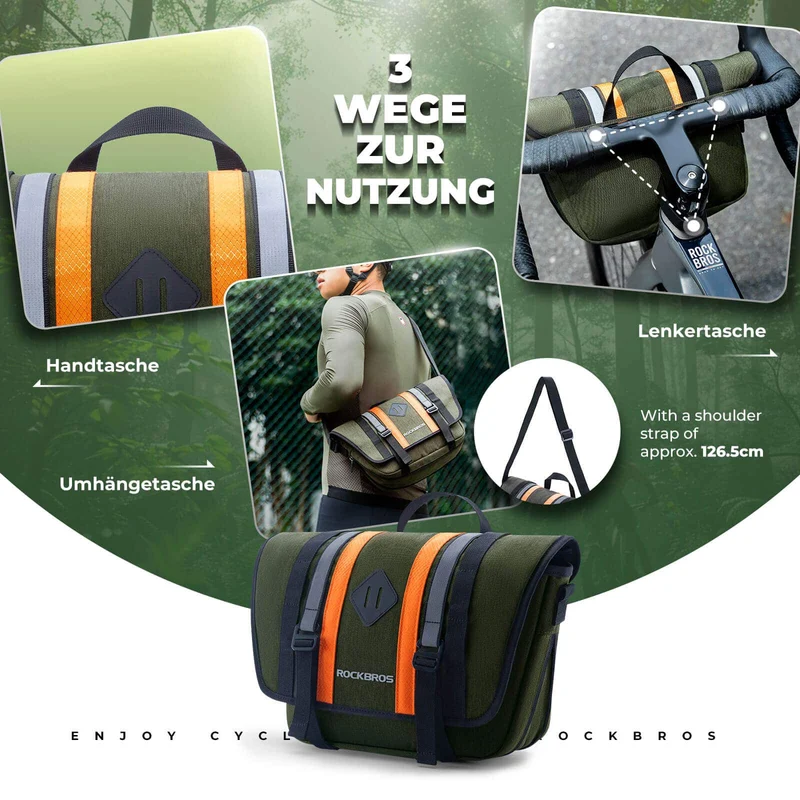 ROCKBROS Lenkertasche Fahrradtasche mit Schultergurt 4L Fronttasche
