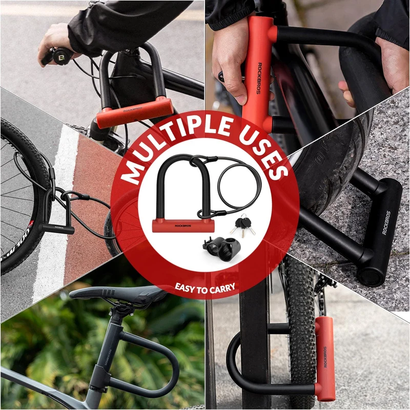 ROCKBROS Fahrrad Bügelschloss für Fahrräder & Motorräder aus Legiertem