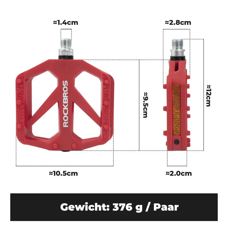 Fahrradpedale aus Nylon mit Reflektoren, rutschfeste Leichte Breite Plattform