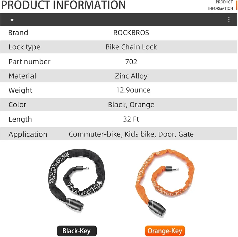 Keyed Bike Chain Lock