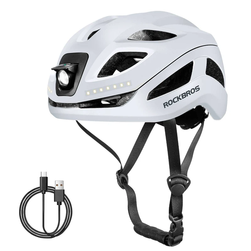 ROCKBROS Fahrradhelm mit Licht, mit USB 1800 mAh Atmungsaktiv 58-60 cm