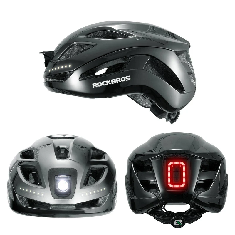 ROCKBROS Fahrradhelm mit Licht, mit USB 1800 mAh Atmungsaktiv 58-60 cm