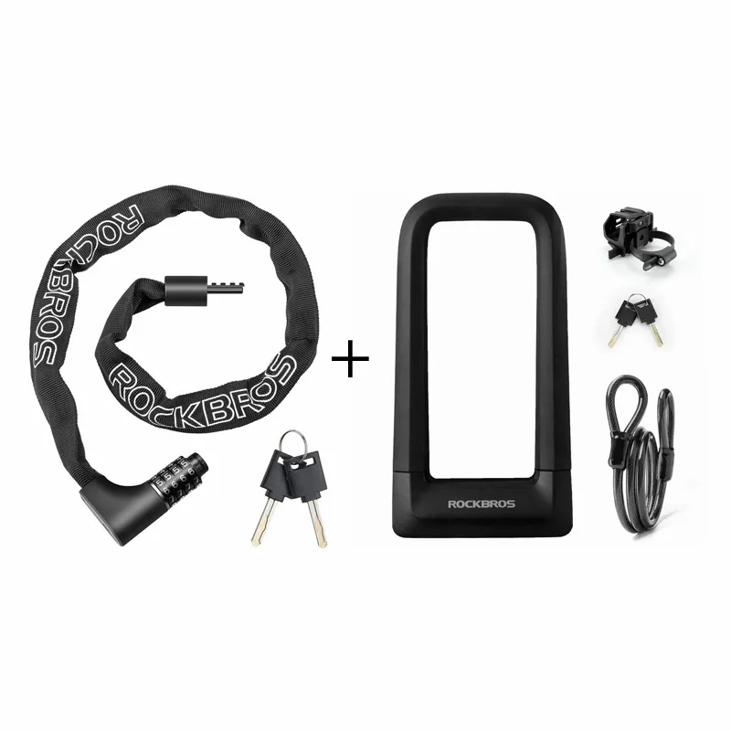 Bike Lock Set with U-Lock and Combination Chain Lock