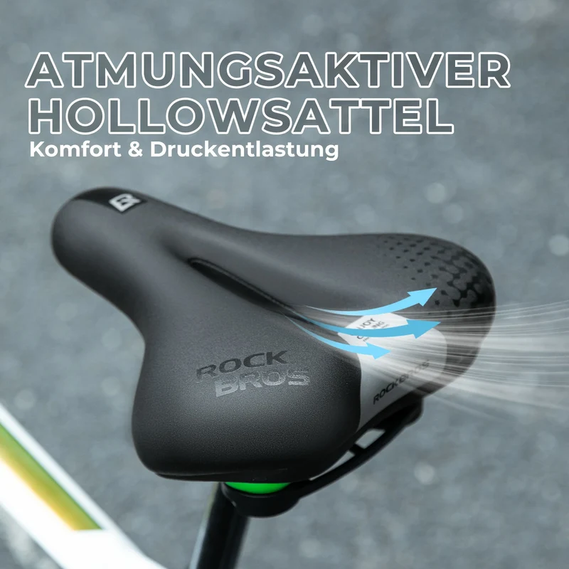 Bequemer Fahrradsattel, Ergonomisch Fahrrad Sattel Mit Druckentlastung & Belüftung, Hochdichter Schaumstoff, Doppelte Federung