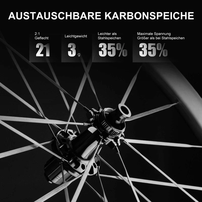 ROCKBROS T700 Carbon Laufradsatz 55mm Scheibenbremse Steckachse Laufrad Set for Rennrad Inklusive Vakuum-Reifenkissen