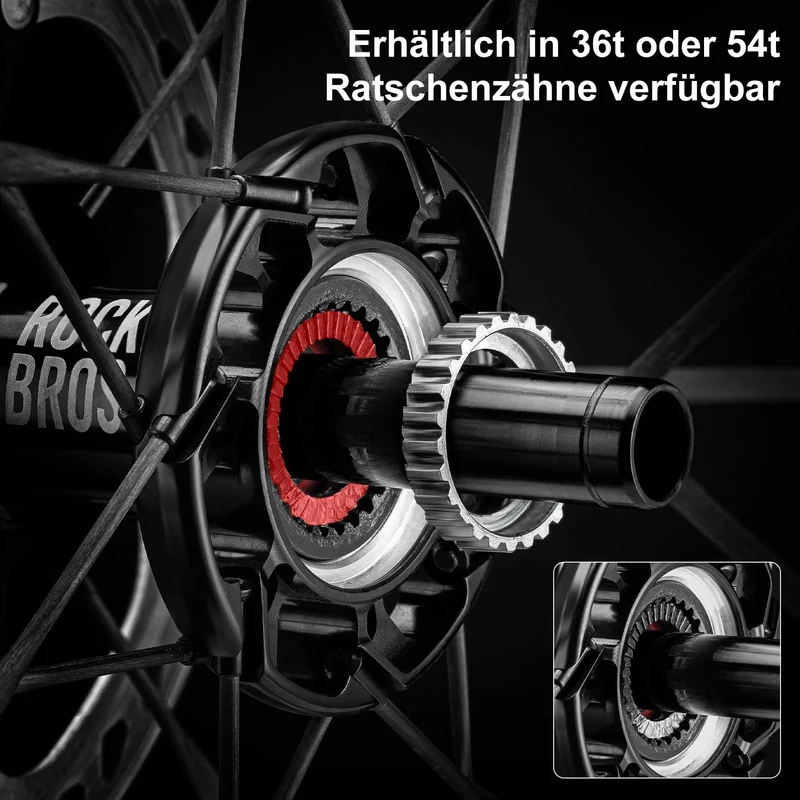 ROCKBROS T700 Carbon Laufradsatz 55mm Scheibenbremse Steckachse Laufrad Set for Rennrad Inklusive Vakuum-Reifenkissen