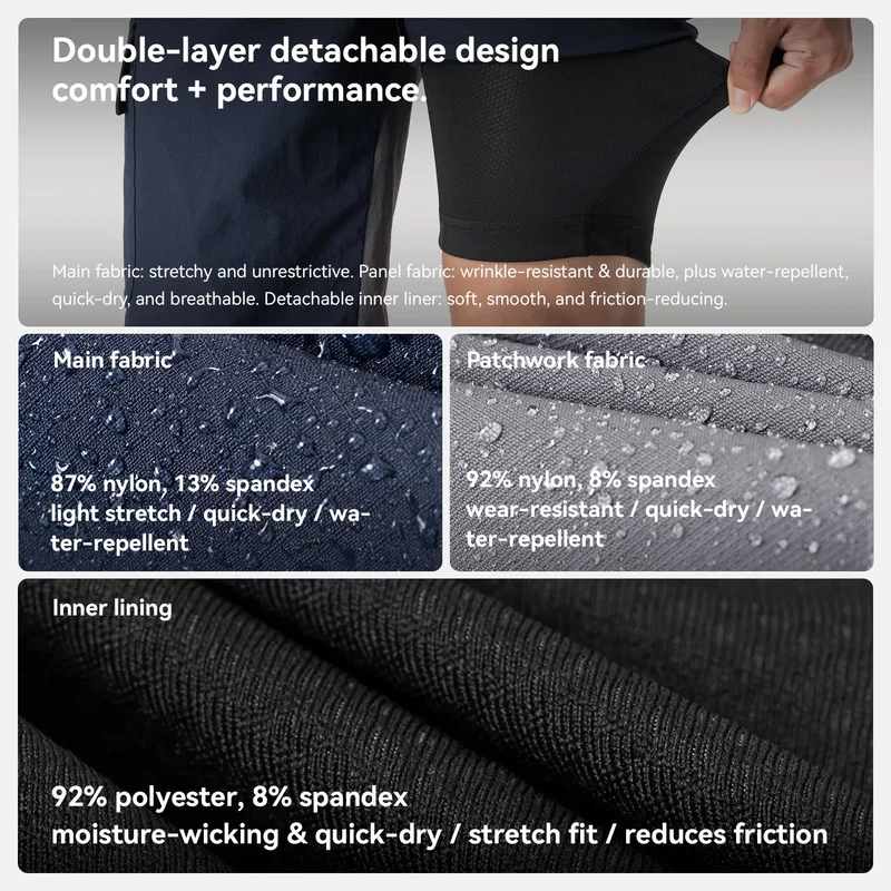 Men's 2-in-1 Cycling Shorts with Detachable Padded Liner
