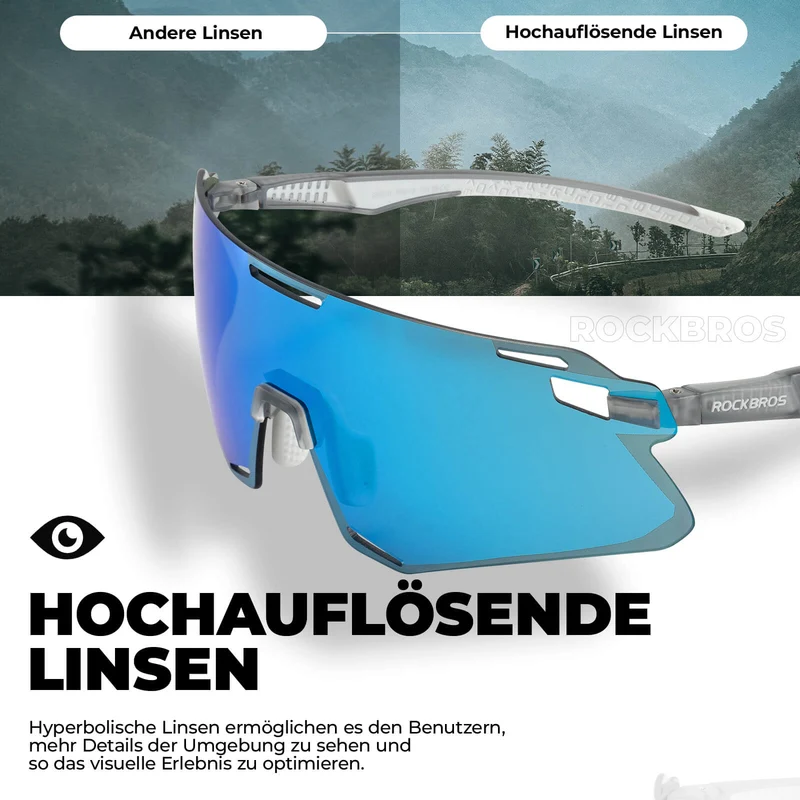 ROCKBROS Sonnenbrille Winddichte Fahrradbrille für Outdoor-Sportarten