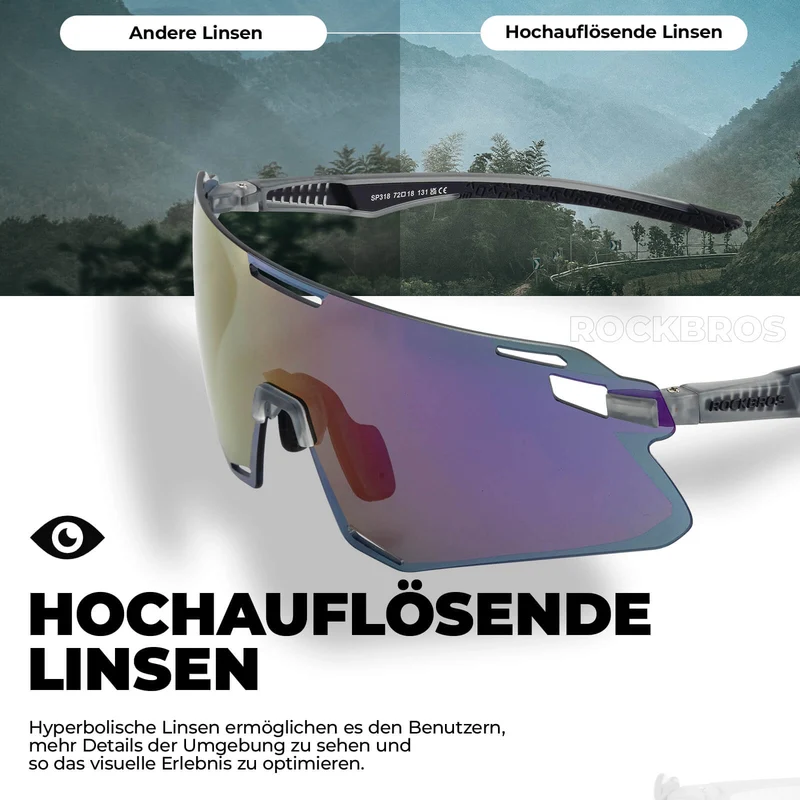 ROCKBROS Sonnenbrille Winddichte Fahrradbrille für Outdoor-Sportarten
