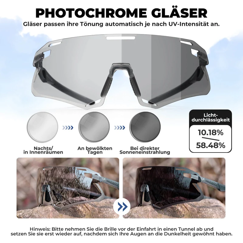 ROCKBROS Sonnenbrille Winddichte Fahrradbrille für Outdoor-Sportarten
