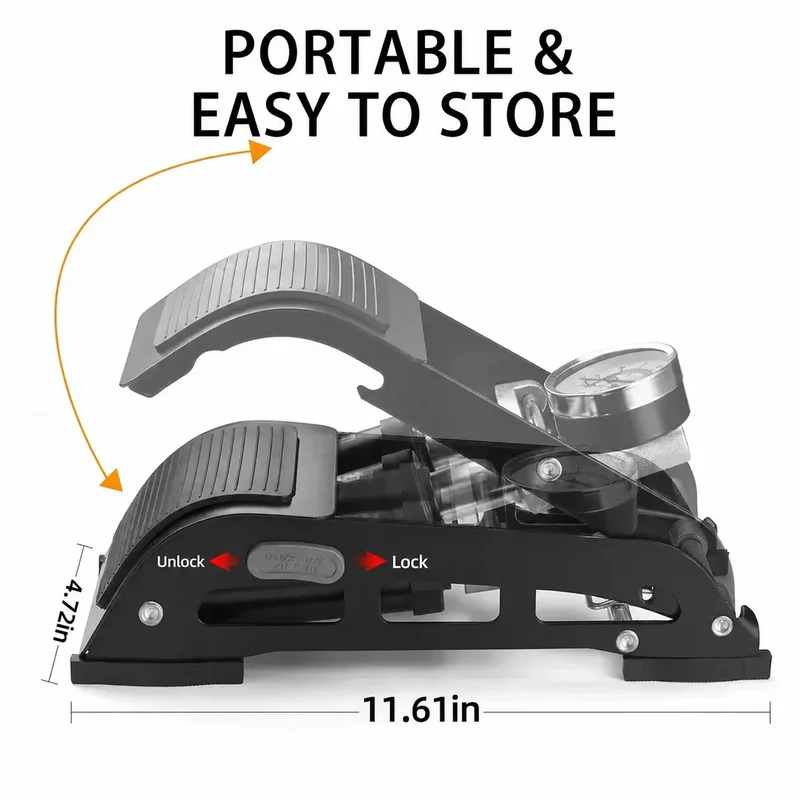 High-Pressure Dual Cylinder Foot Bike Pump with Gauge