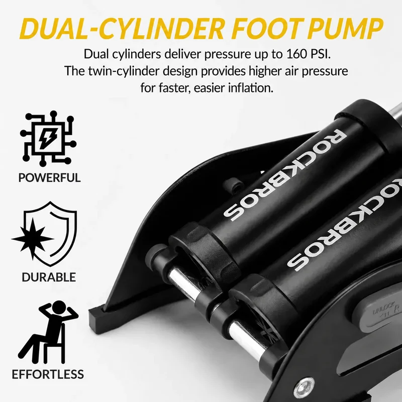 High-Pressure Dual Cylinder Foot Bike Pump with Gauge