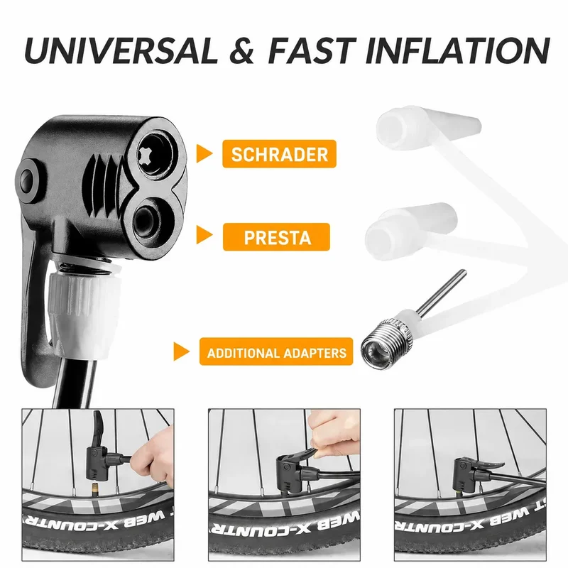 High-Pressure Dual Cylinder Foot Bike Pump with Gauge
