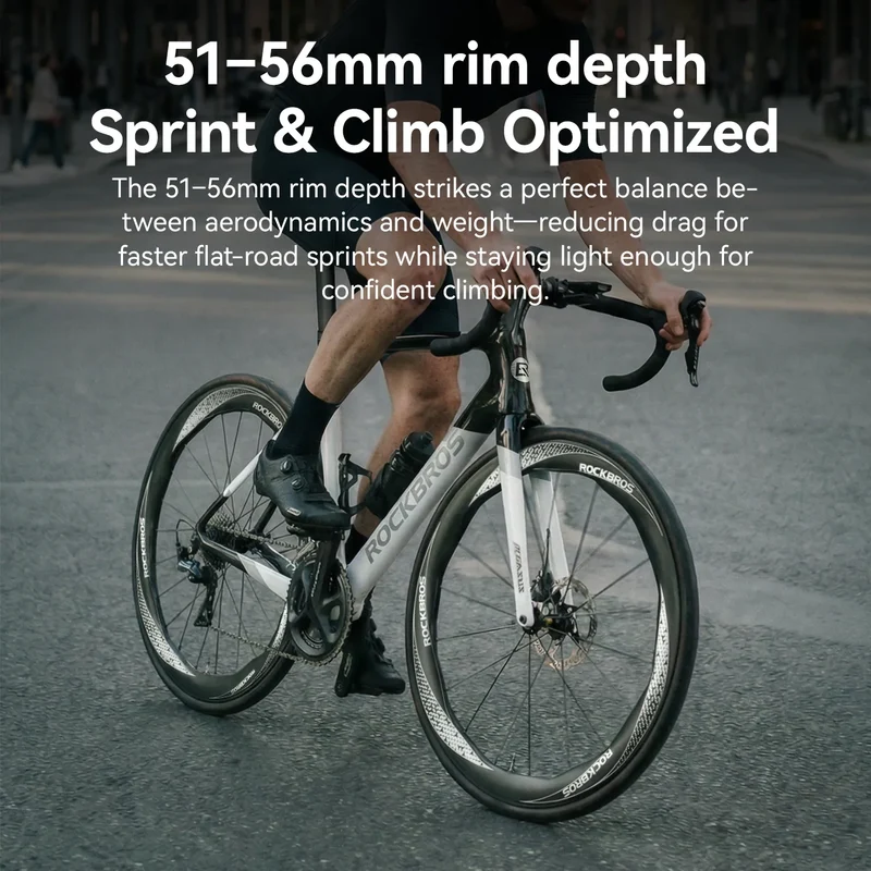 700C Carbon Fiber Wave Rim Road Bike Wheelset