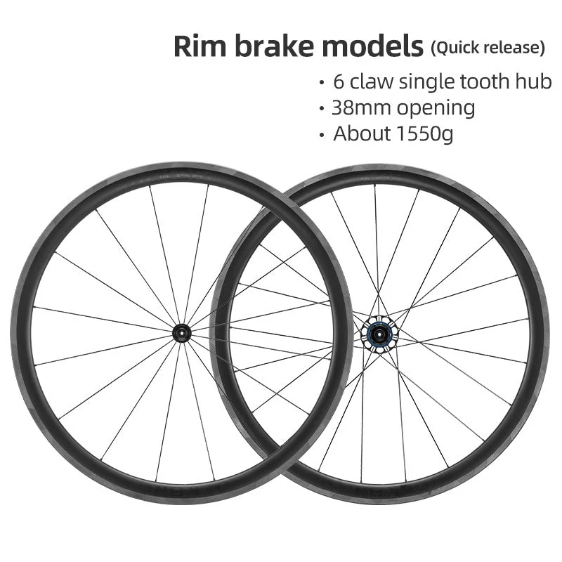 700c Carbon Fiber Disc Rim 38/50/65 mm 1.6-1.7 kg Clincher Wheelset