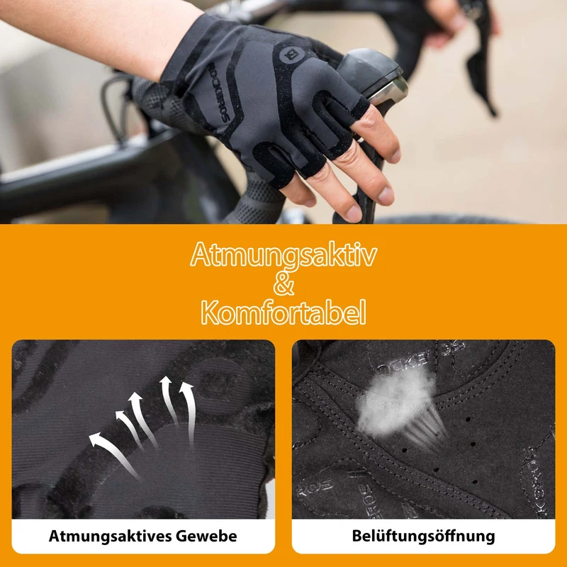 ROCKBROS Halbfinger-Radhandschuhe stoßdämpfend und rutschfest Unisex
