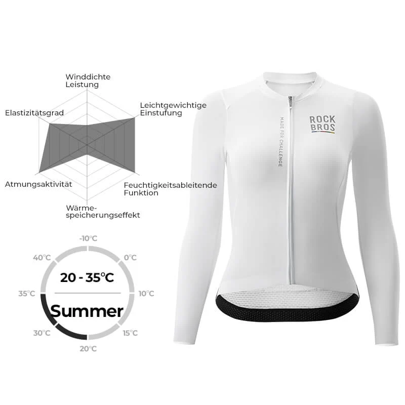 ROAD TO SKY Damen Langarm-Radtrikot Fahrrad Jersey fir MTB & Rennrad