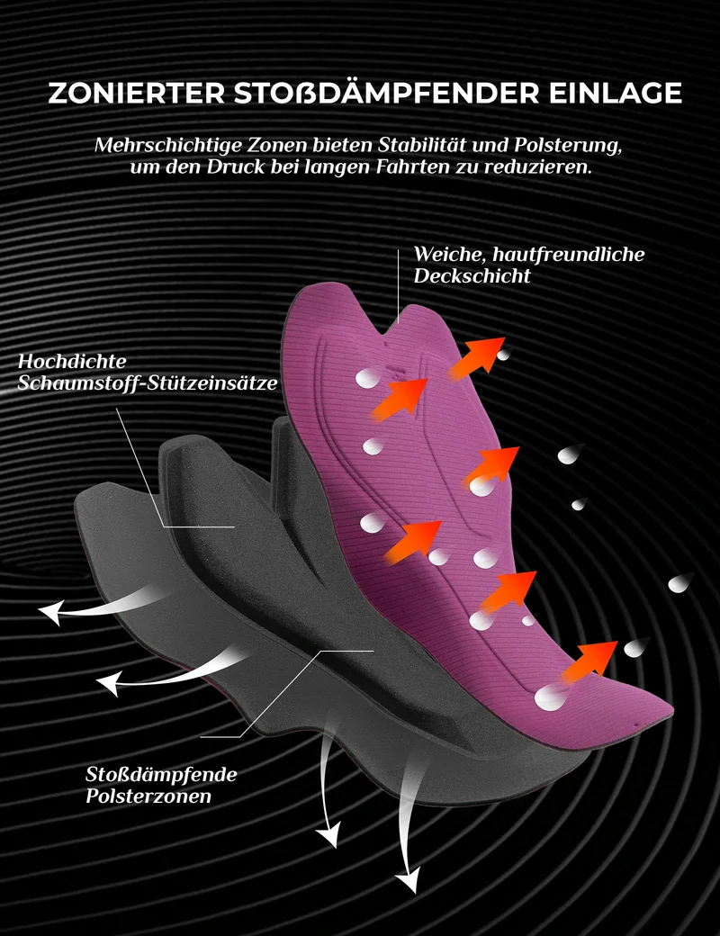 TVI Damen Fahrradhose Zonen-Polsterung (5-6h)