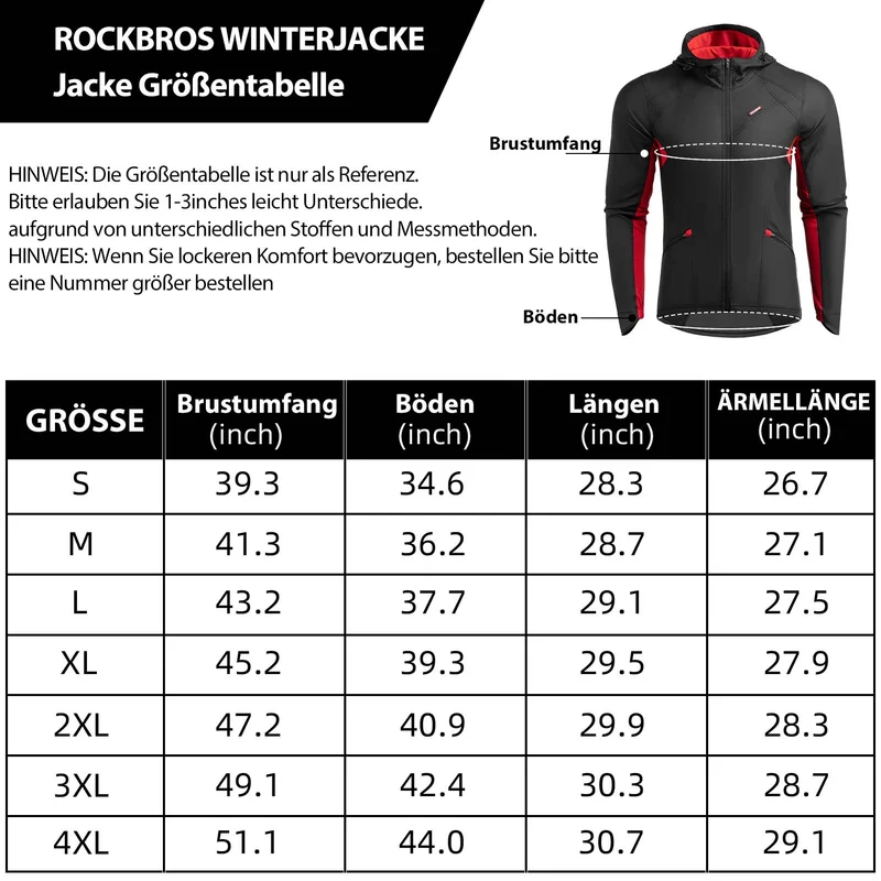 ROCKBROS Fahrradjacke Herren Winter Winddicht Softshelljacke Schwarz