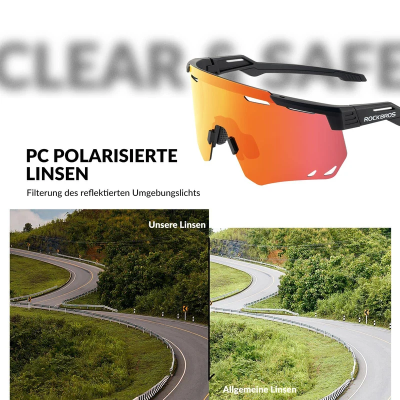 ROCKBROS Ultraleicht Fahrradbrille Selbstönende Sonnenbrille mit UV400-Schutz