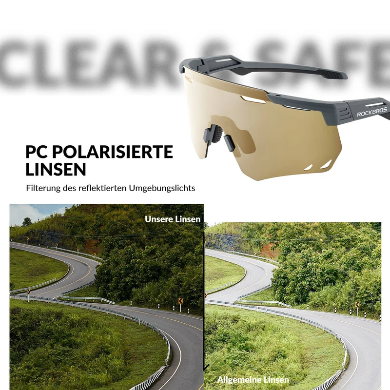 ROCKBROS Ultraleicht Fahrradbrille Selbstönende Sonnenbrille mit UV400-Schutz