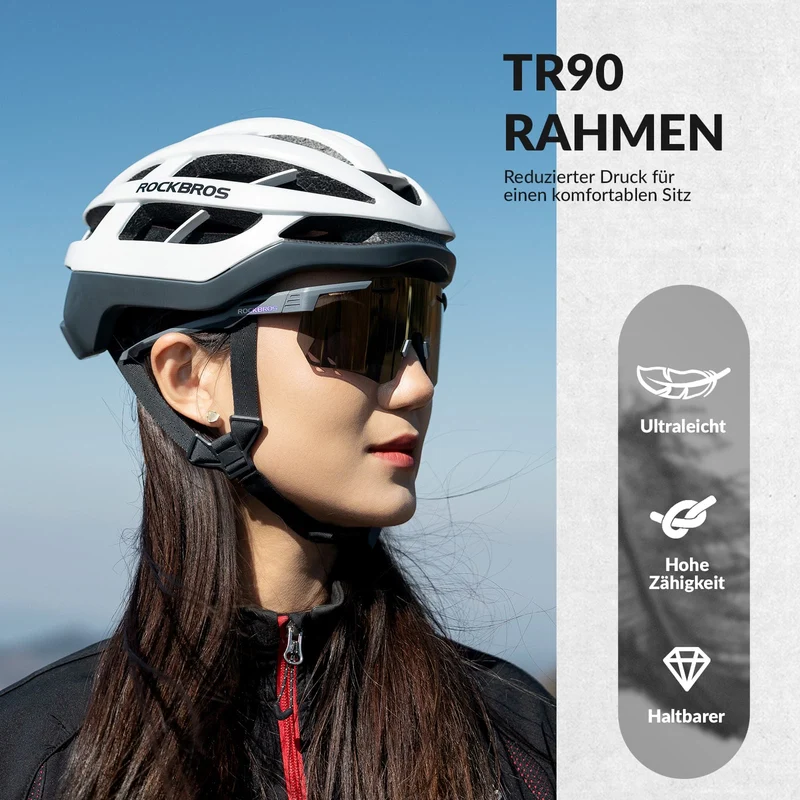 ROCKBROS Ultraleicht Fahrradbrille Selbstönende Sonnenbrille mit UV400-Schutz
