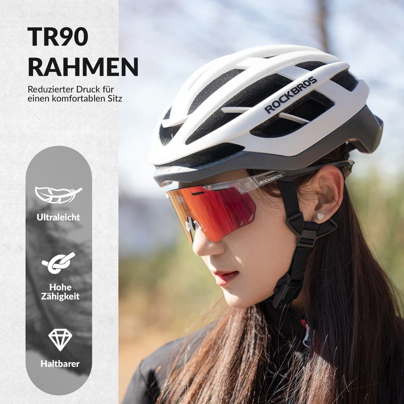 ROCKBROS Ultraleicht Fahrradbrille Selbstönende Sonnenbrille mit UV400-Schutz
