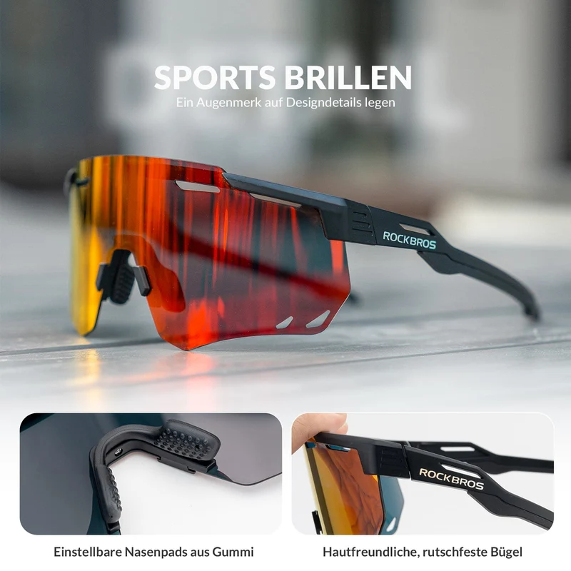 ROCKBROS Ultraleicht Fahrradbrille Selbstönende Sonnenbrille mit UV400-Schutz