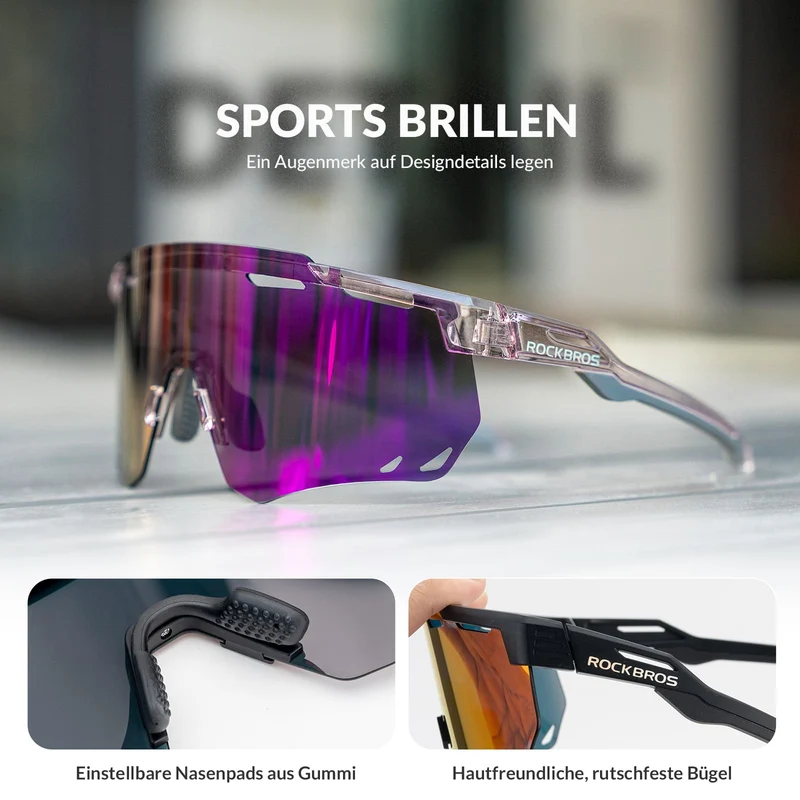 ROCKBROS Ultraleicht Fahrradbrille Selbstönende Sonnenbrille mit UV400-Schutz