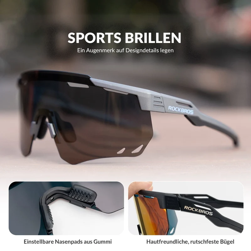 ROCKBROS Ultraleicht Fahrradbrille Selbstönende Sonnenbrille mit UV400-Schutz