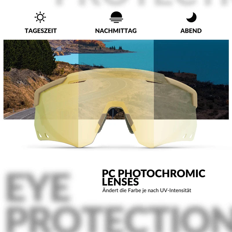 ROCKBROS Ultraleicht Fahrradbrille Selbstönende Sonnenbrille mit UV400-Schutz
