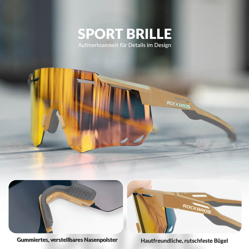 ROCKBROS Ultraleicht Fahrradbrille Selbstönende Sonnenbrille mit UV400-Schutz