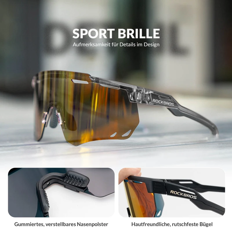 ROCKBROS Ultraleicht Fahrradbrille Selbstönende Sonnenbrille mit UV400-Schutz