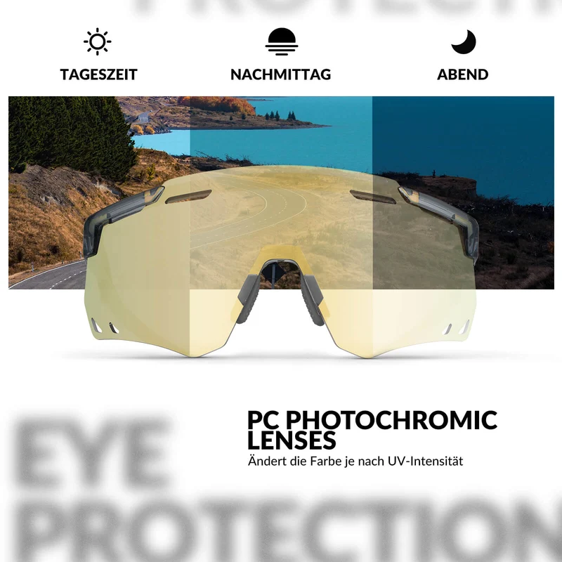 ROCKBROS Ultraleicht Fahrradbrille Selbstönende Sonnenbrille mit UV400-Schutz